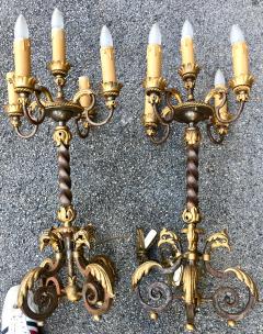 Gilbert Poillerat Gilbert Poillerat rare spectacular pair of tall wrought iron candle stick - 2120231