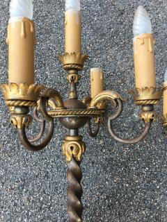 Gilbert Poillerat Gilbert Poillerat rare spectacular pair of tall wrought iron candle stick - 2120234