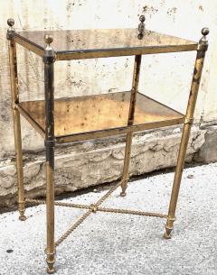 Gilbert Poillerat Gilbert Poillerat refined pair of 2 tiers gold leaf wrought iron side table - 2165200