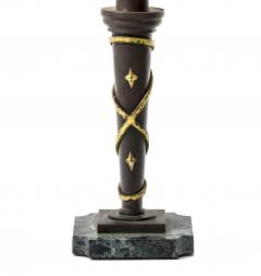 Gilbert Poillerat Gilbert Poillerat style gold leaf wrought iron table lampe with marble base - 872546