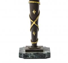 Gilbert Poillerat Gilbert Poillerat style gold leaf wrought iron table lampe with marble base - 872547
