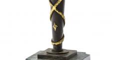 Gilbert Poillerat Gilbert Poillerat style gold leaf wrought iron table lampe with marble base - 872549