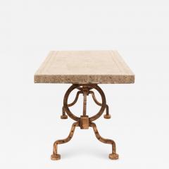 Gilbert Poillerat Gilt Iron and Stone Table - 622247