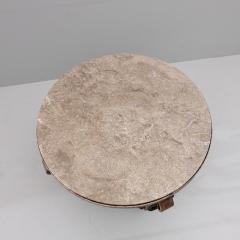 Gilbert Poillerat Heavy wrought iron side table ith marble inset - 4113266