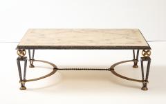 Gilbert Poillerat Inlaid Travertine Coffee Table in the style of Gilbert Poillerat France 1980 - 4508866