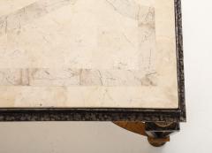 Gilbert Poillerat Inlaid Travertine Coffee Table in the style of Gilbert Poillerat France 1980 - 4508875