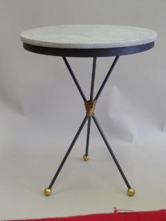 Gilbert Poillerat Large French Modern Neoclassical Gilt Iron Side Tables Style of Poillerat Pair - 1657750