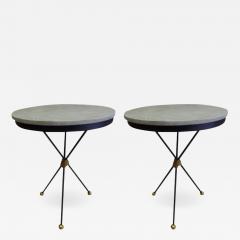 Gilbert Poillerat Large French Modern Neoclassical Gilt Iron Side Tables Style of Poillerat Pair - 1660131
