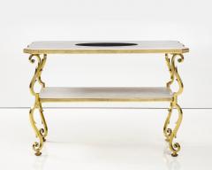 Gilbert Poillerat Marble and Gilded Bronze End Table by Gilbert Poillerat France c 1950 - 2950614