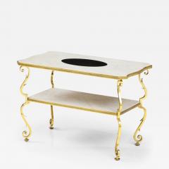 Gilbert Poillerat Marble and Gilded Bronze End Table by Gilbert Poillerat France c 1950 - 2952449