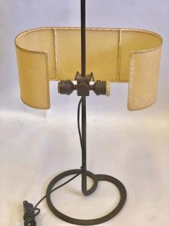 Gilbert Poillerat Midcentury Wrought Iron Parchment Table Lamps Attributed to Gilbert Poillerat - 1736460