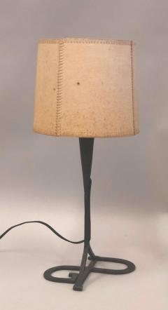Gilbert Poillerat Midcentury Wrought Iron and Parchment Table Lamp Attributed Gilbert Poillerat - 1707492