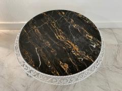 Gilbert Poillerat Painted Wrought Iron Marble Top Coffee Table in the Manner of Gilbert Poillerat - 1319412