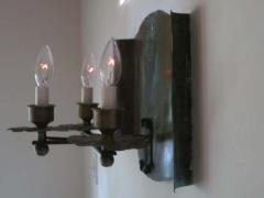 Gilbert Poillerat Pair of French Mid Century Modern Copper Iron Sconces Gilbert Poillerat 1940 - 1819601