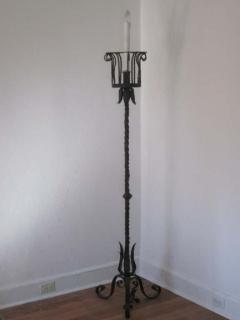 Gilbert Poillerat Pair of French Wrought Iron Floor Lamps Torchieres Attr to Gilbert Poillerat - 1787533