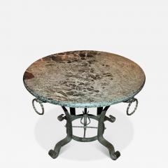 Gilbert Poillerat Style ancien inspired iron and marble side table style of Poillerat - 3863233