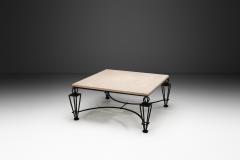 Gilbert Poillerat Travertine Coffee Table in the manner of Gilbert Poillerat Europe ca 1980s - 4452444