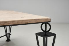 Gilbert Poillerat Travertine Coffee Table in the manner of Gilbert Poillerat Europe ca 1980s - 4452450