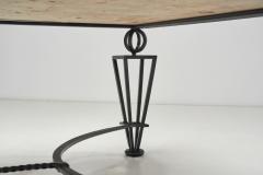 Gilbert Poillerat Travertine Coffee Table in the manner of Gilbert Poillerat Europe ca 1980s - 4452454