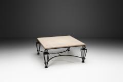 Gilbert Poillerat Travertine Coffee Table in the manner of Gilbert Poillerat Europe ca 1980s - 4456520