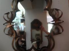Gilbert Poillerat Vintage Patinated Metal Ribbon Mirror - 3649815