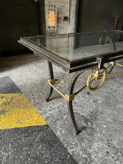 Gilbert Poillerat style vintage sturdy extreme quality wrought iron coffee table - 2614768