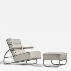 Gilbert Rodhe Lounge Chair with Chrome and Vinyl USA 1940s - 4771475