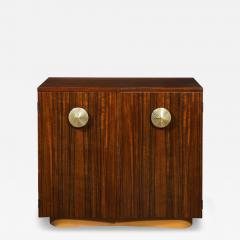 Gilbert Rohde Art Deco Brass Pulls Leather Wrapped Base Paldao Wood Cabinet by Gilbert Rohde - 4515344