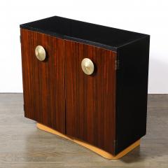 Gilbert Rohde Art Deco Brass Pulls Leather Wrapped Base Paldao Wood Cabinet by Gilbert Rohde - 4622798