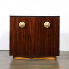 Gilbert Rohde Art Deco Brass Pulls Leather Wrapped Base Paldao Wood Cabinet by Gilbert Rohde - 4622808