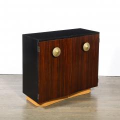 Gilbert Rohde Art Deco Brass Pulls Leather Wrapped Base Paldao Wood Cabinet by Gilbert Rohde - 4622815
