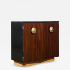Gilbert Rohde Art Deco Brass Pulls Leather Wrapped Base Paldao Wood Cabinet by Gilbert Rohde - 4623505