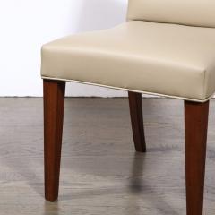 Gilbert Rohde Art Deco Gilbert Rohde Chair in Holly Hunt Leather w Tufted Back Walnut Legs - 3197519