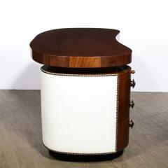 Gilbert Rohde Art Deco Kidney Paldao Wood w Leather Brass Studded Base Desk by Gilbert Rhode - 3040767