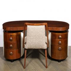 Gilbert Rohde Art Deco Kidney Paldao Wood w Leather Brass Studded Base Desk by Gilbert Rhode - 3040769