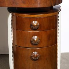 Gilbert Rohde Art Deco Kidney Paldao Wood w Leather Brass Studded Base Desk by Gilbert Rhode - 3040778