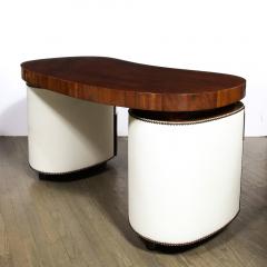 Gilbert Rohde Art Deco Kidney Paldao Wood w Leather Brass Studded Base Desk by Gilbert Rhode - 3040873