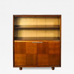 Gilbert Rohde Art Deco Walnut Cabinet with Lucite Pulls Glass Front by Gilbert Rohde - 4623498