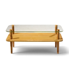 Gilbert Rohde Gilbert Rhode Style Mid Century Walnut and Glass Coffee Table - 4756518