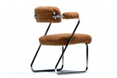 Gilbert Rohde Gilbert Rohde Set of 4 Chrome Art Deco Dining Chairs in Soft New Chestnut Fabric - 4522859