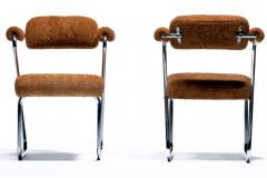 Gilbert Rohde Gilbert Rohde Set of 4 Chrome Art Deco Dining Chairs in Soft New Chestnut Fabric - 4522874