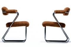 Gilbert Rohde Gilbert Rohde Set of 4 Chrome Art Deco Dining Chairs in Soft New Chestnut Fabric - 4522878