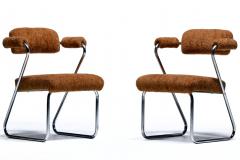 Gilbert Rohde Gilbert Rohde Set of 4 Chrome Art Deco Dining Chairs in Soft New Chestnut Fabric - 4522882