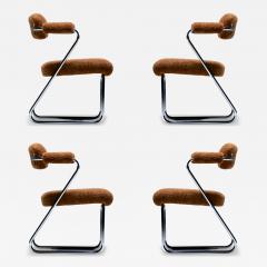 Gilbert Rohde Gilbert Rohde Set of 4 Chrome Art Deco Dining Chairs in Soft New Chestnut Fabric - 4523320