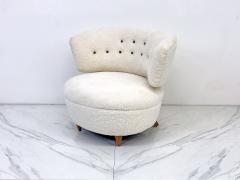 Gilbert Rohde Gilbert Rohde Slipper Tub Lounge Chair 1940s in Shearling and Leather - 3889533