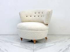 Gilbert Rohde Gilbert Rohde Slipper Tub Lounge Chair 1940s in Shearling and Leather - 3889534