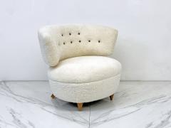 Gilbert Rohde Gilbert Rohde Slipper Tub Lounge Chair 1940s in Shearling and Leather - 3889538