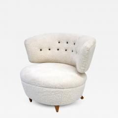 Gilbert Rohde Gilbert Rohde Slipper Tub Lounge Chair 1940s in Shearling and Leather - 3891203