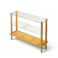 Gilbert Rohde Gilbert Rohde Style Mid Century Glass and Walnut Console Table - 4756273