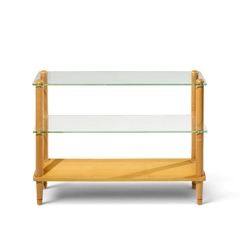 Gilbert Rohde Gilbert Rohde Style Mid Century Glass and Walnut Console Table - 4756323